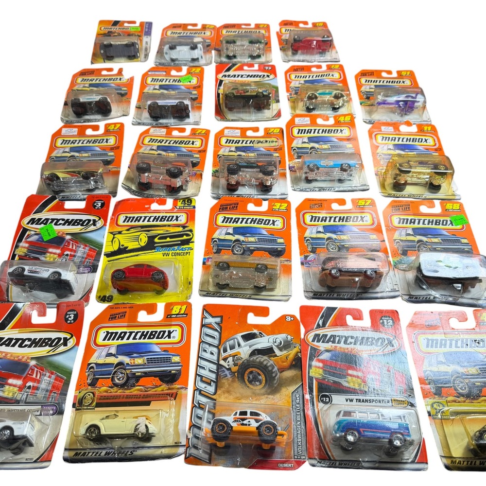 Matchbox Diecast Car Lot of 20+ NIB VW Beetle Mustang El Camino Transporter 90s